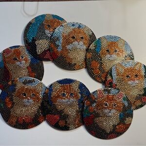 Charming Cat Coaster Set - Multicolor 8 pieces
